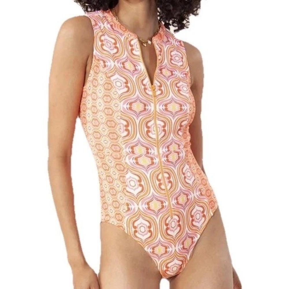 NWT HALE BOB One Piece Swimsuit Zip Front High Neck Modest Women's S